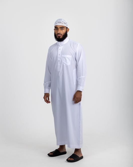 Qamis Saoudien Blanc - Tissu Premium