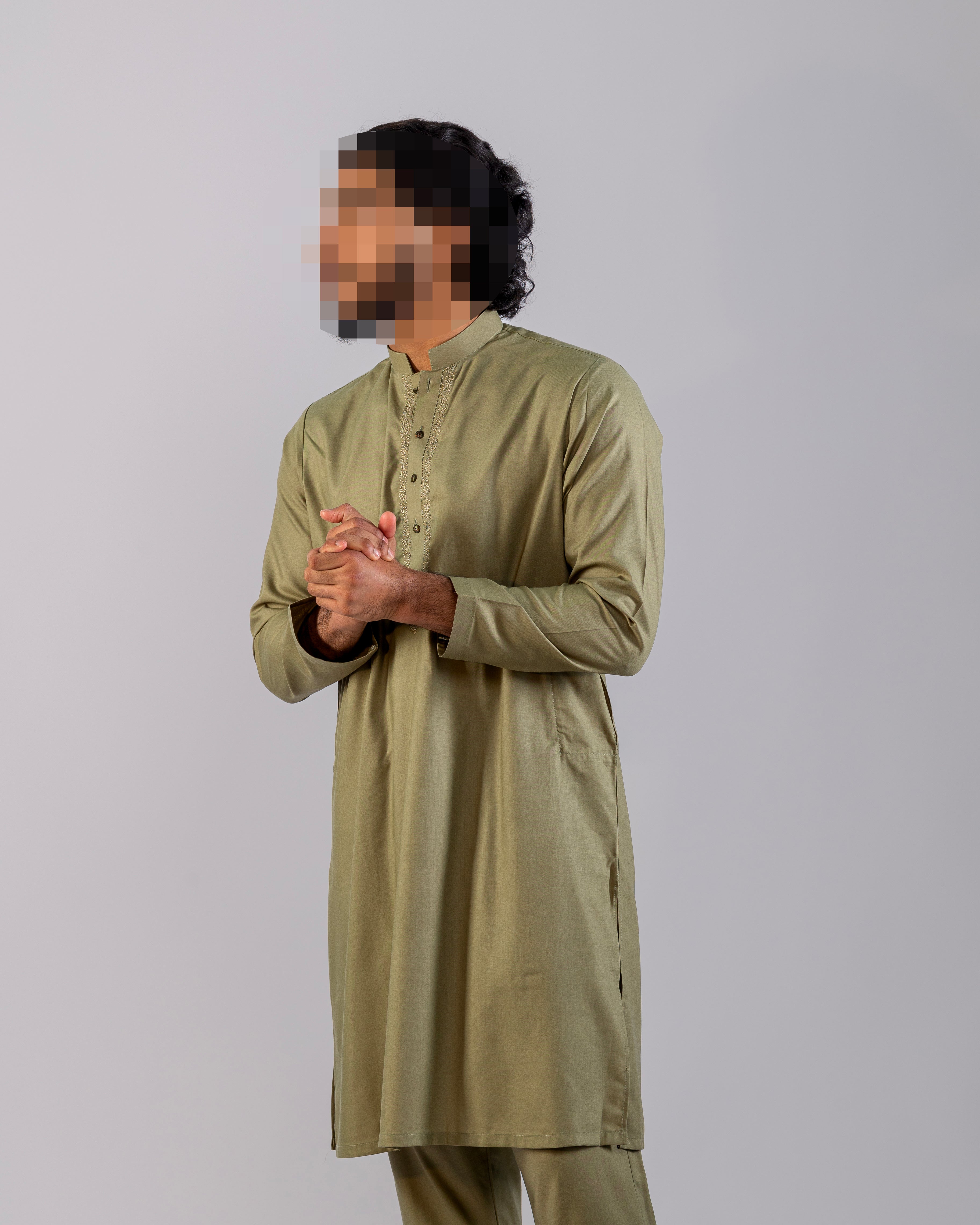 Saroual Qamis Khaki Green
