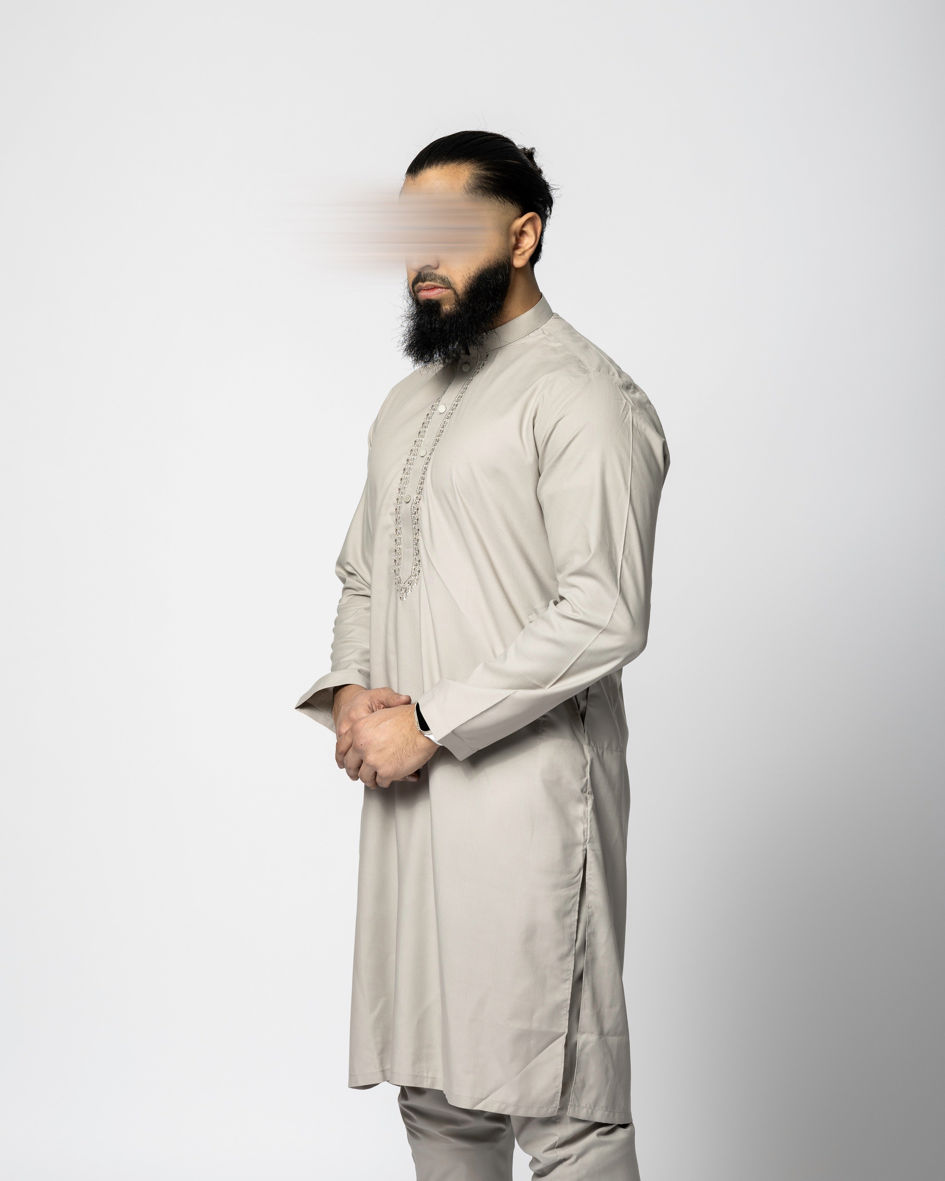 Saroual Qamis Greige - Summer fabric