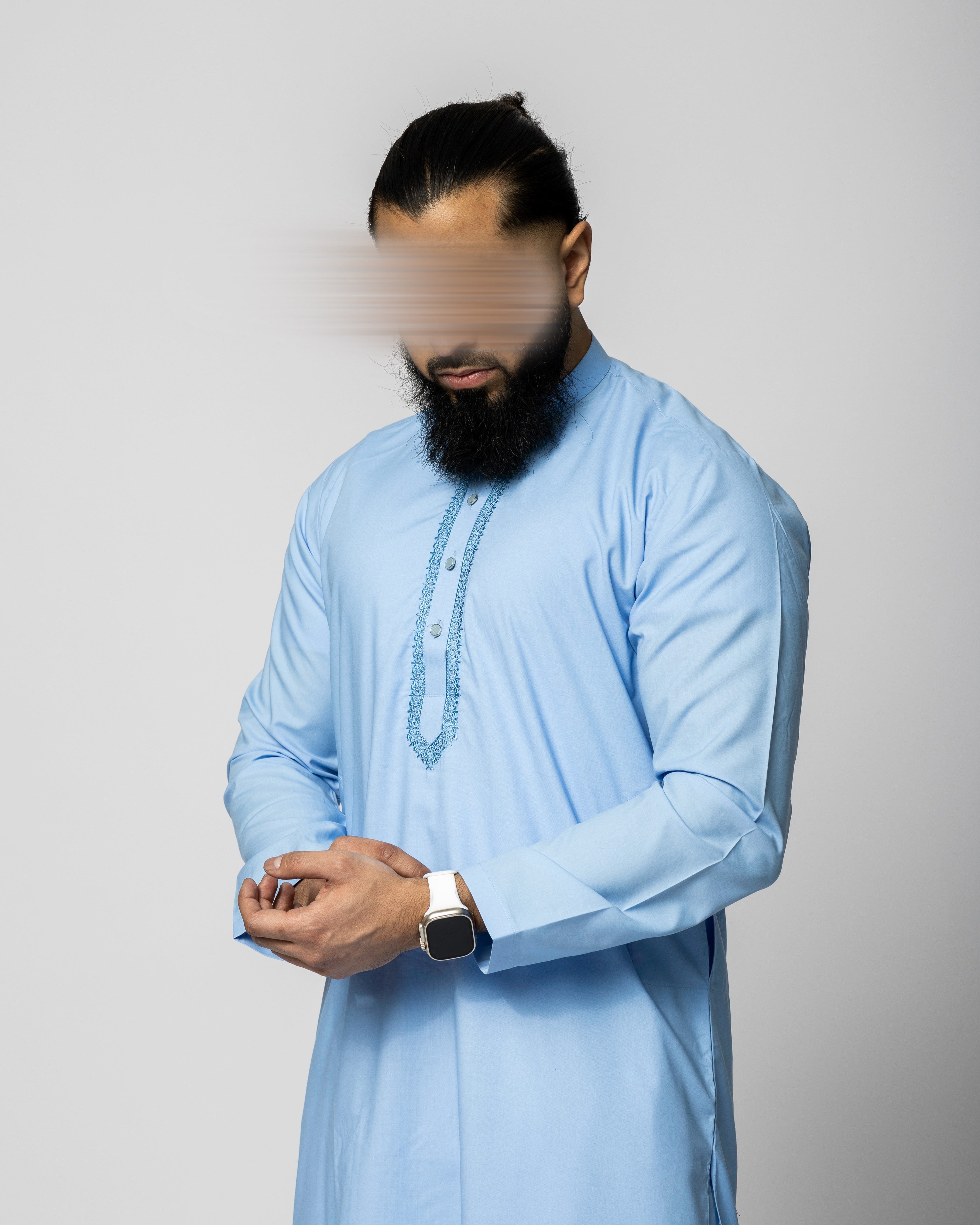 Ocean Blue Saroual Qamis - Summer Fabric