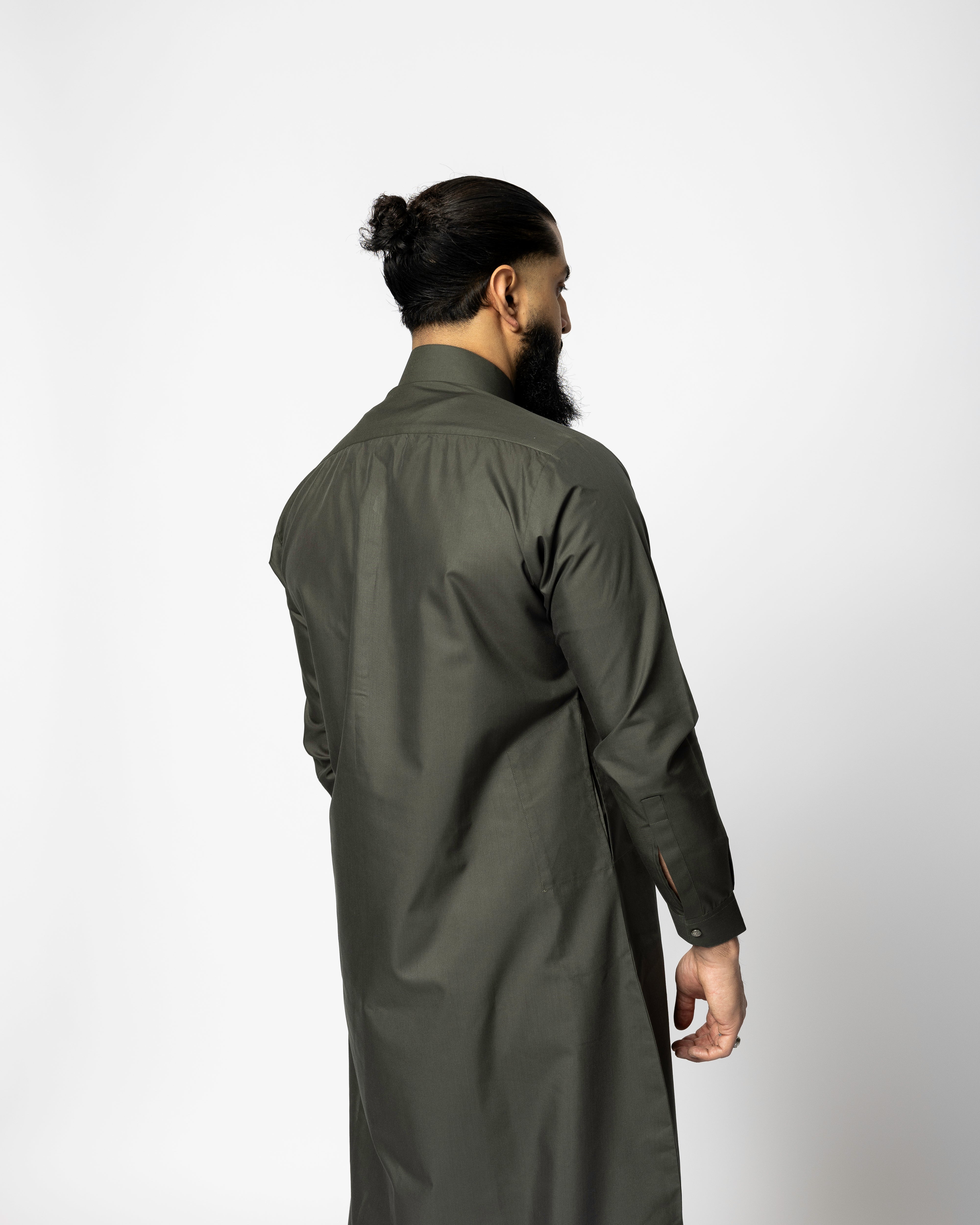 Saudi Qamis Olive Black - Premium Fabric