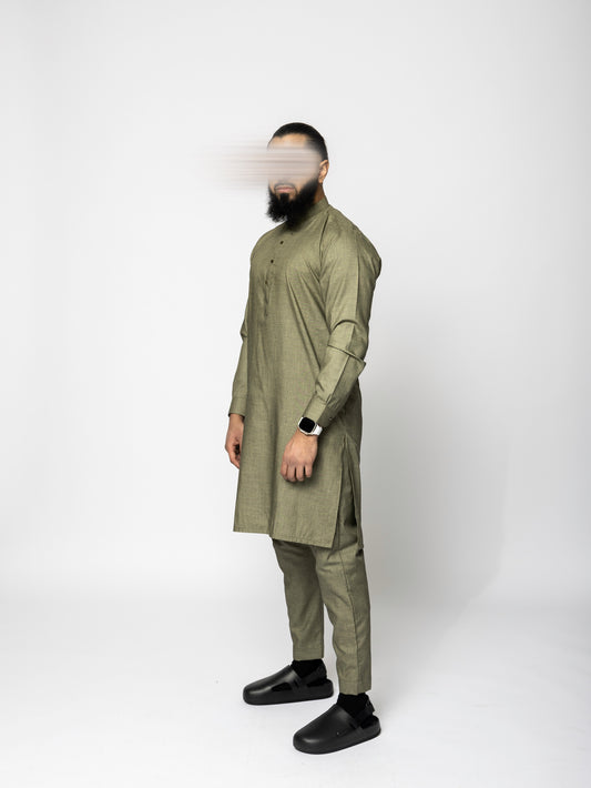 Harem Qamis Khaki Green - Premium Fabric