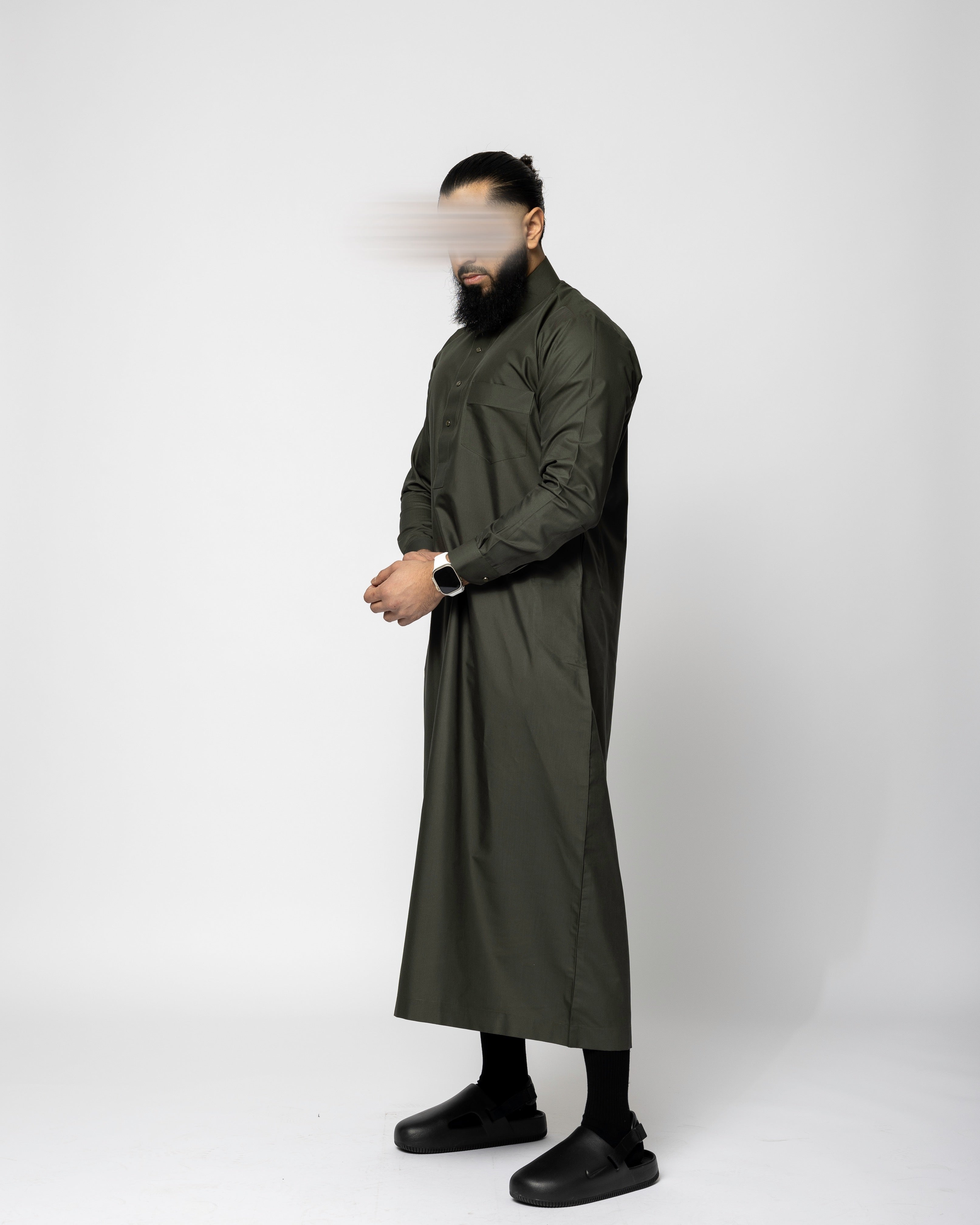 Saudi Qamis Olive Black - Premium Fabric