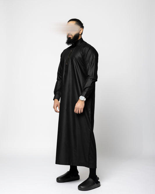 Black Saudi Qamis - Premium Fabric