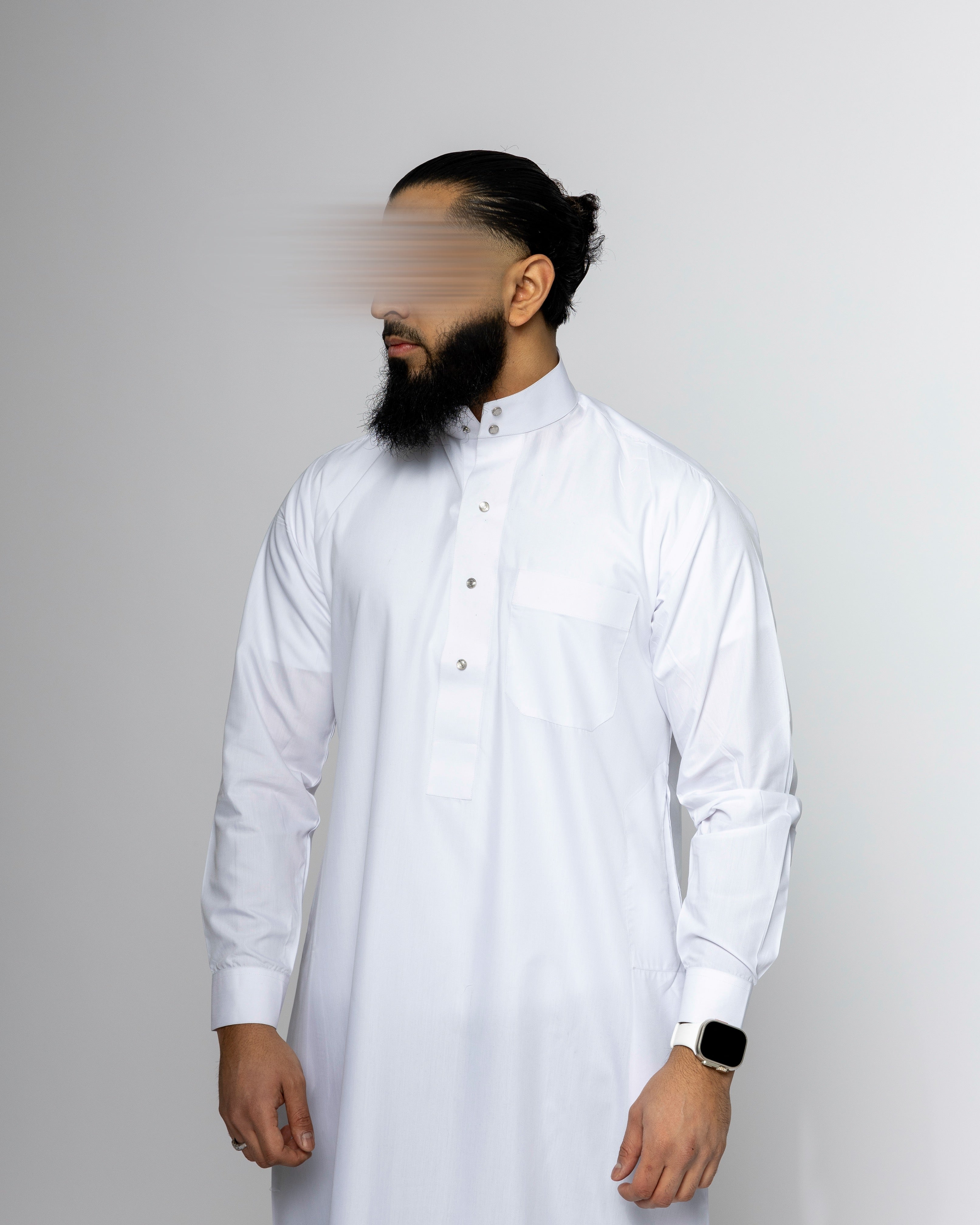 White Saudi Qamis - Premium Fabric