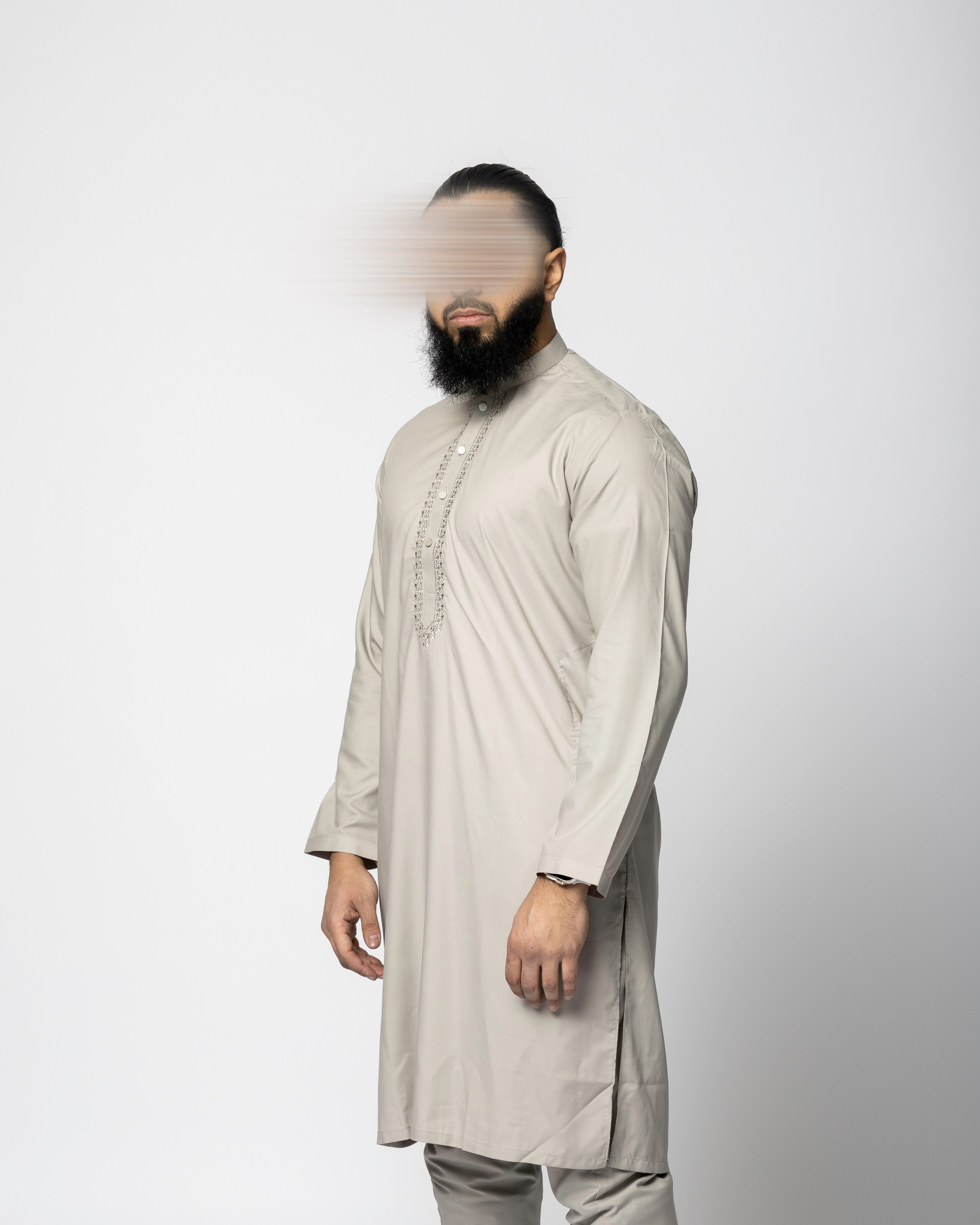 Saroual Qamis Greige - Summer fabric