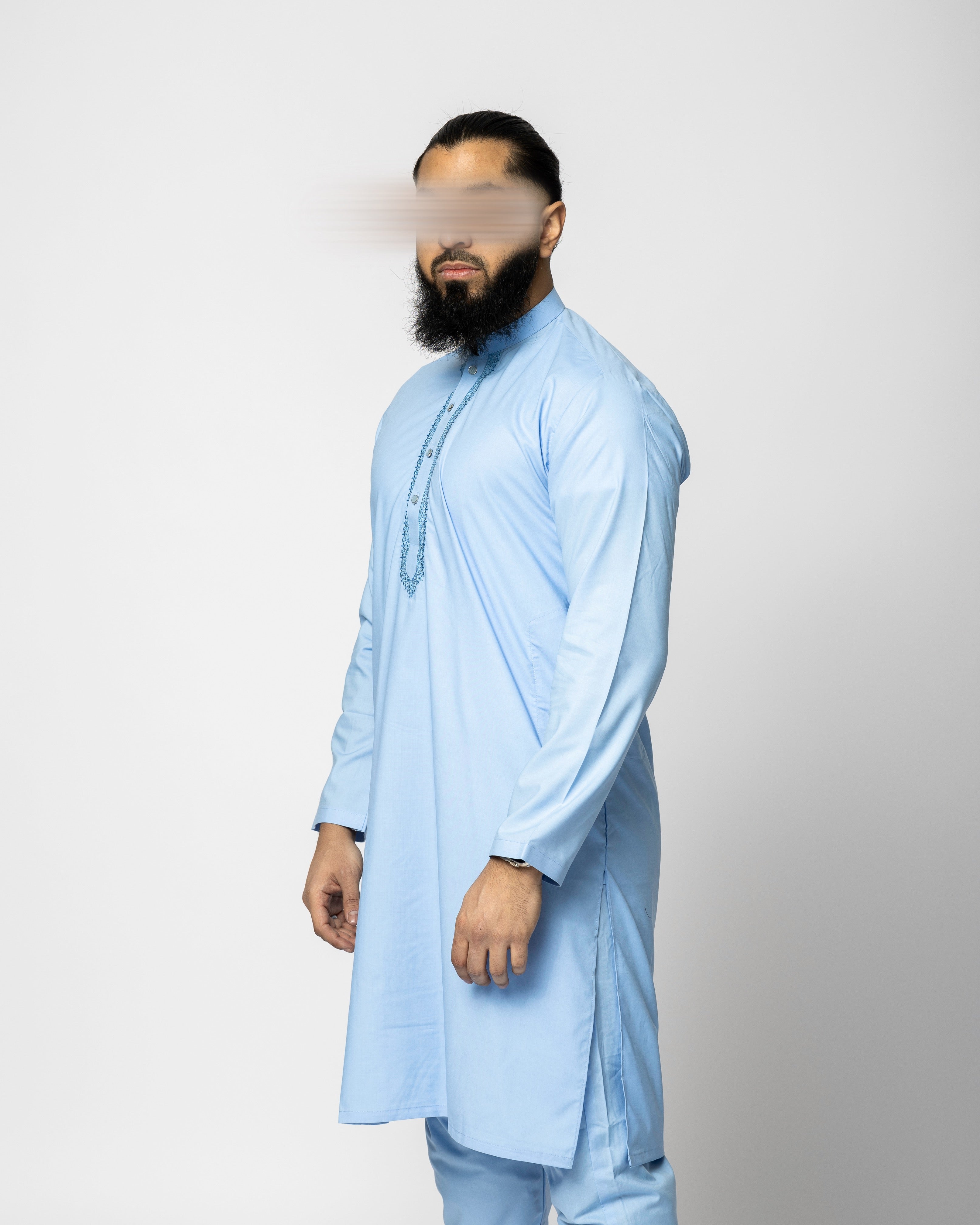 Ocean Blue Saroual Qamis - Summer Fabric 