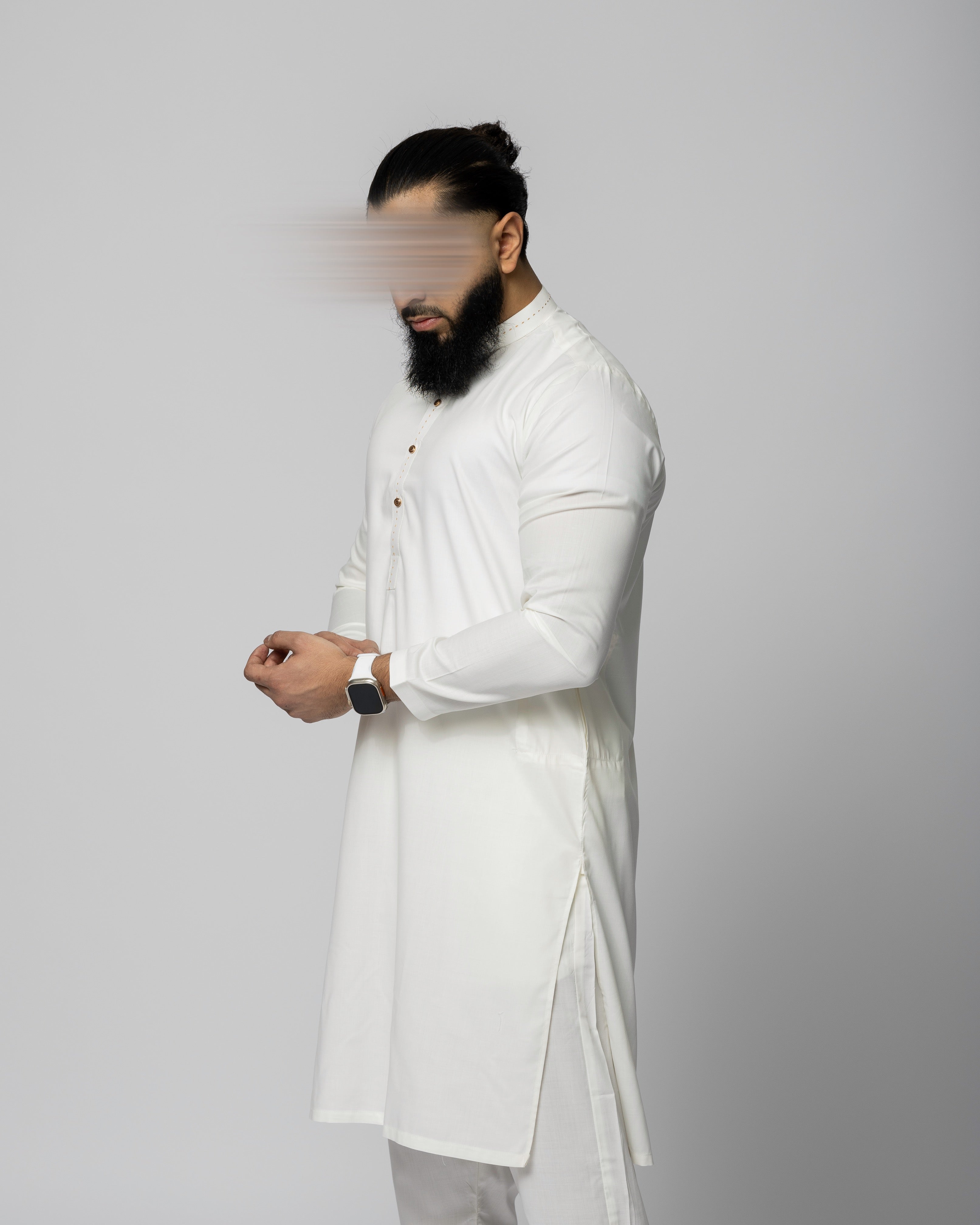 Saroual Qamis Blanc&Doré -  Tissu Summer