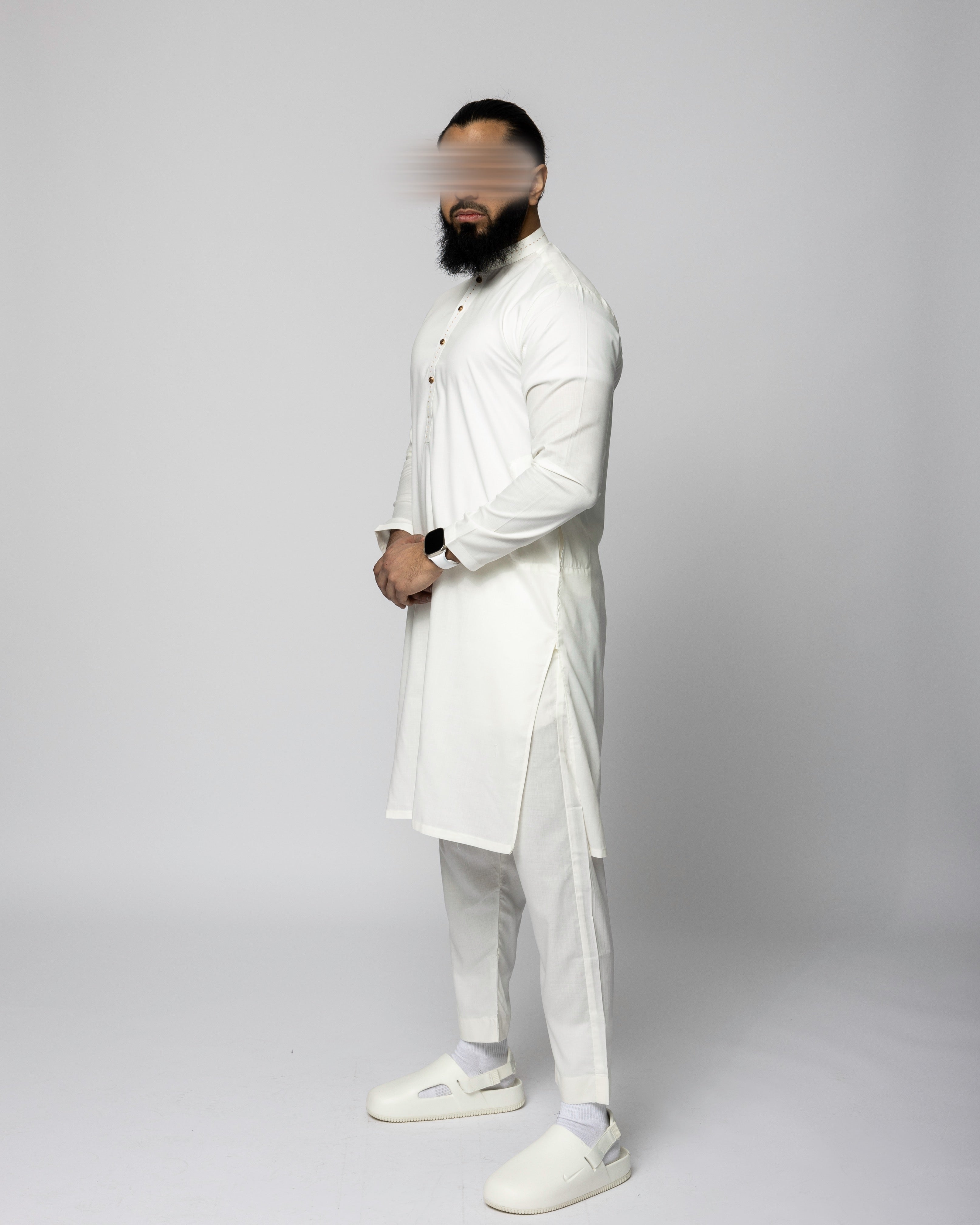 Saroual Qamis Blanc&Doré -  Tissu Summer