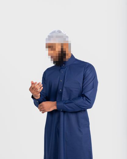 Qamis Saoudien Bleu Roi - Tissu Premium