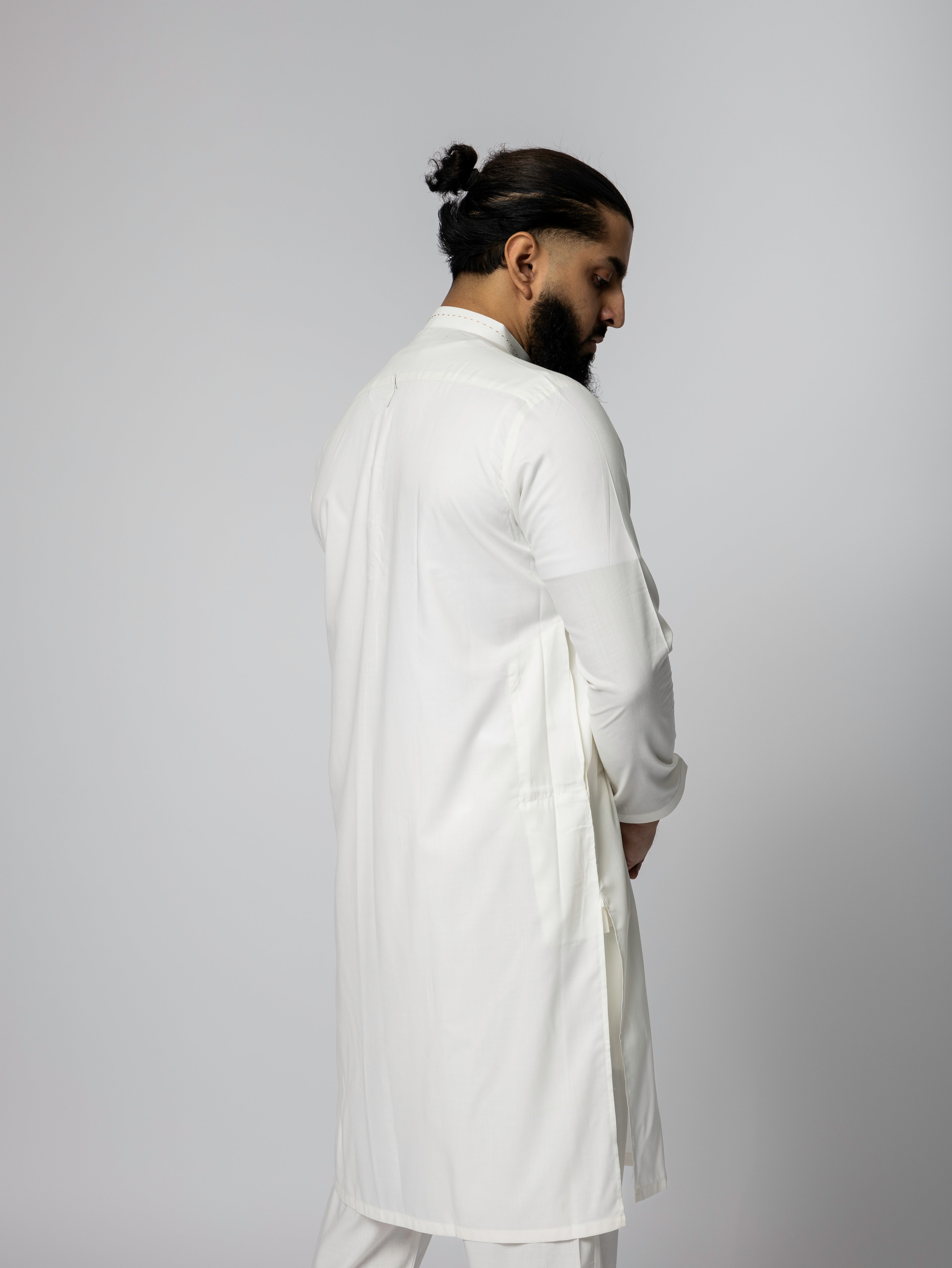 Saroual Qamis Blanc&Doré -  Tissu Summer