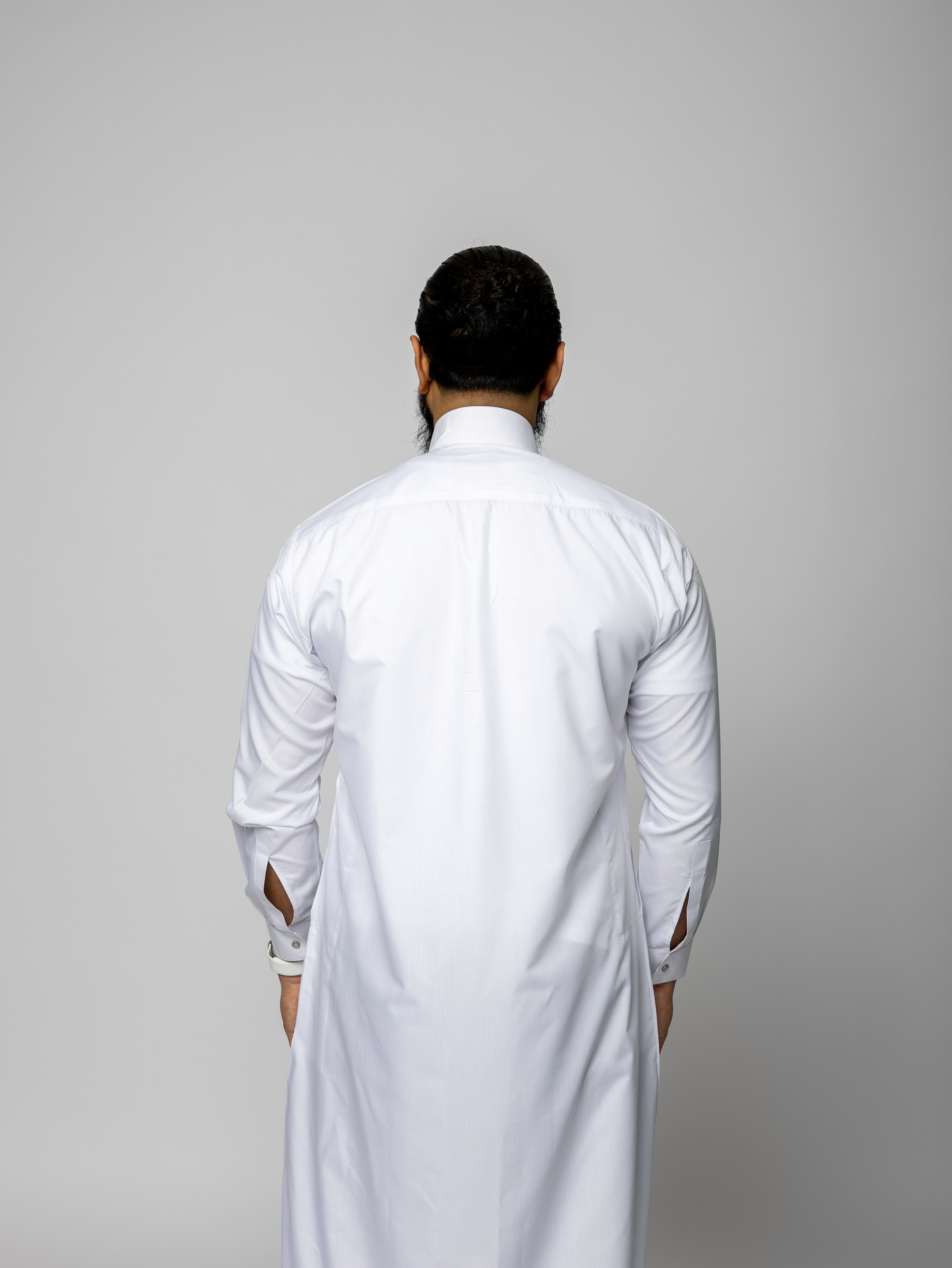 White Saudi Qamis - Premium Fabric