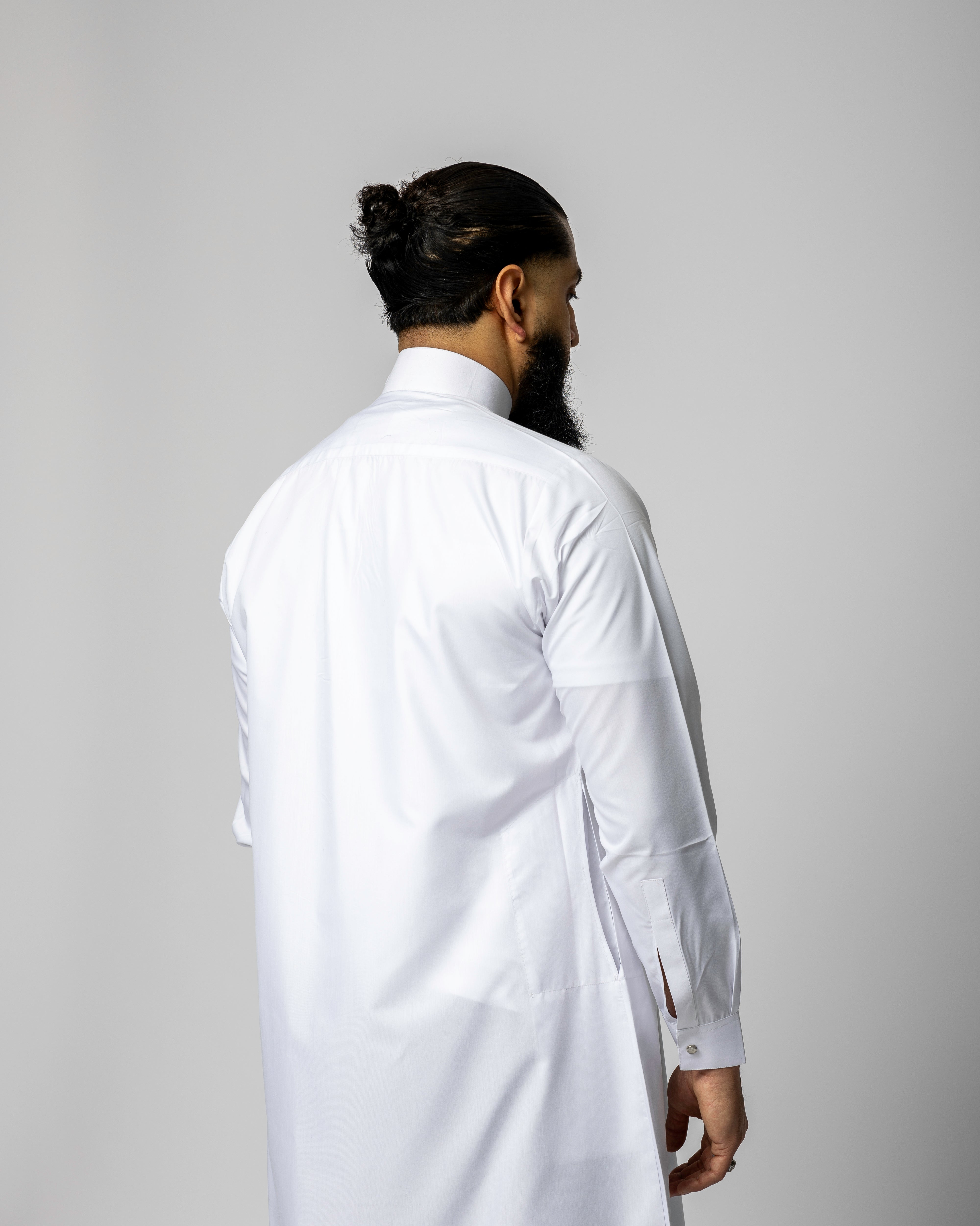 White Saudi Qamis - Premium Fabric