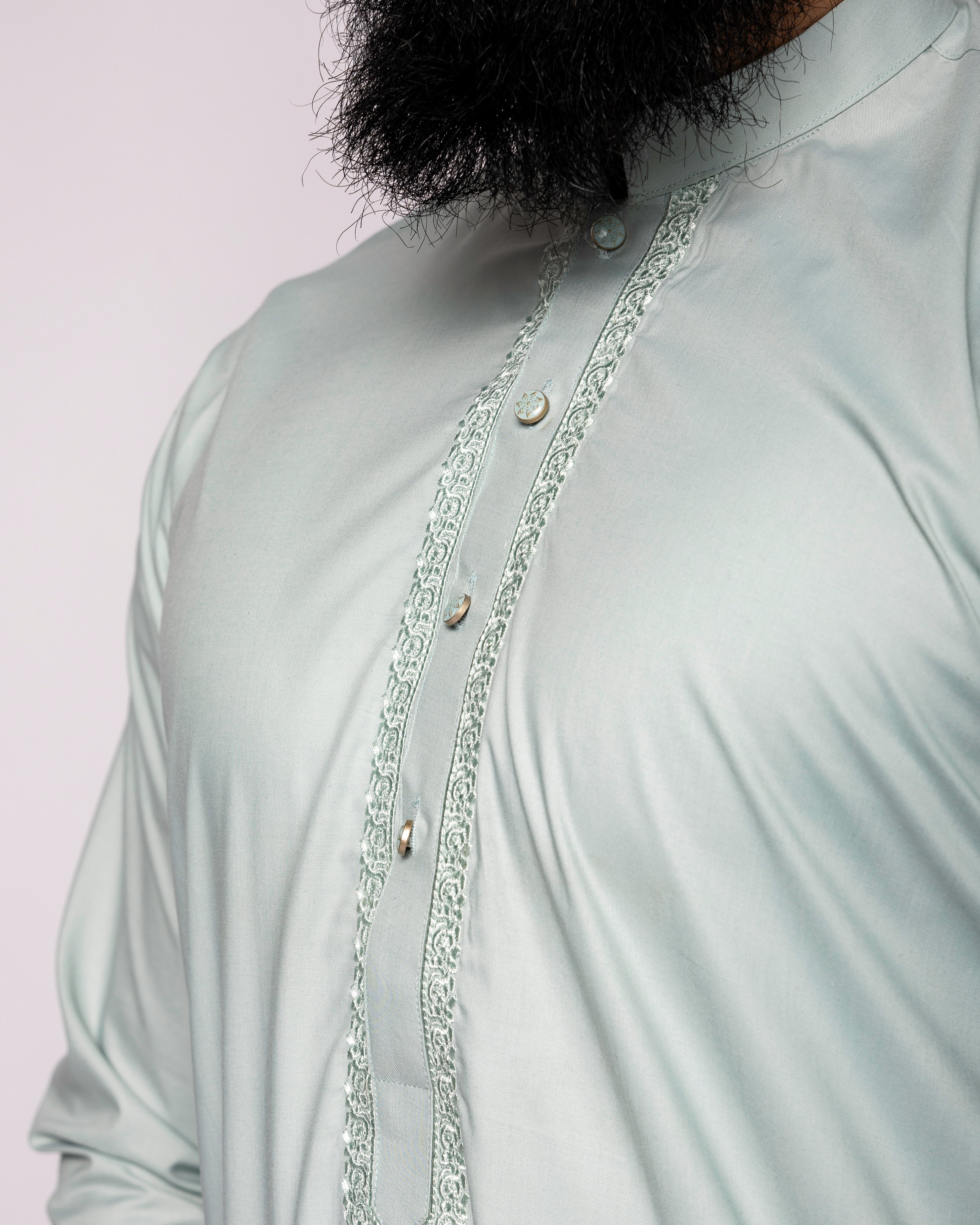 Saroual Qamis Vert d'eau-  Tissu Summer